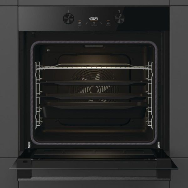 Духова шафа Gorenje електрична, 77л, A+, пара, дисплей, піроліз, чорний (BPS6737E04DBG) 366305 фото