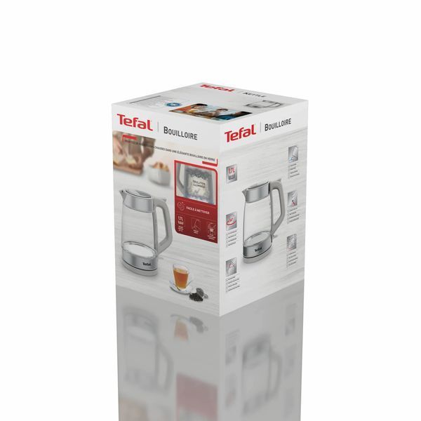 Електрочайник Tefal Glass Kettle 1.7л, скло, з підсвіткою, біло-срібний (KI605B30) 369420 фото