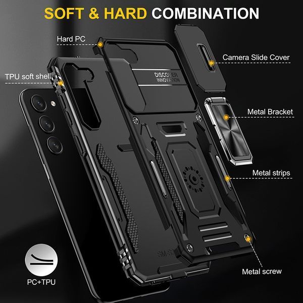 Ударостійкий чохол Camshield Army Ring для Samsung Galaxy S23+ Чорний / Black 285597 фото