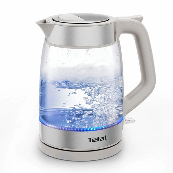 Електрочайник Tefal Glass Kettle 1.7л, скло, з підсвіткою, біло-срібний (KI605B30) 369420 фото