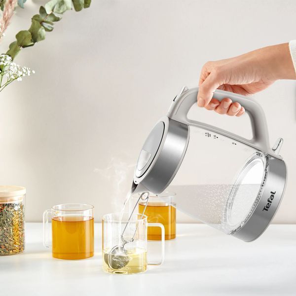Електрочайник Tefal Glass Kettle 1.7л, скло, з підсвіткою, біло-срібний (KI605B30) 369420 фото