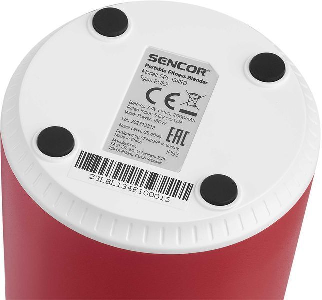 Блендер Sencor портативний для смузі 150Вт, чаша-500мл, USB-C, біло-червоний (SBL134RD) 382529 фото