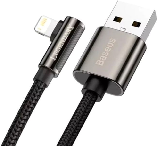 Кабель Baseus Legend Series Elbow Fast Charging Data USB кабель USB To IP 2.4A 1 М (CALCS-01) Black 252231 фото