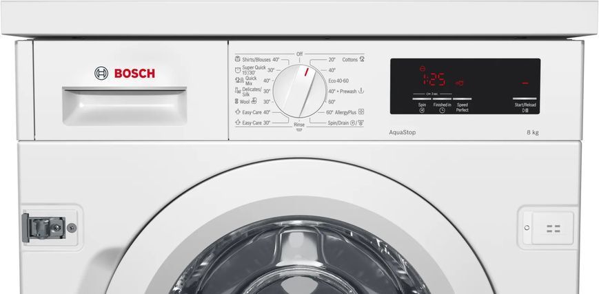 Пральна машина Bosch вбудовувана фронтальна, 8кг, 1200, C, 55см, дисплей, білий 397091 фото