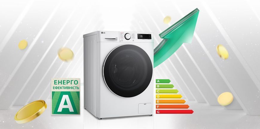 Пральна машина LG фронтальна, 11кг, 1400, A, 57см, дисплей, пара, інвертор, білий 399892 фото