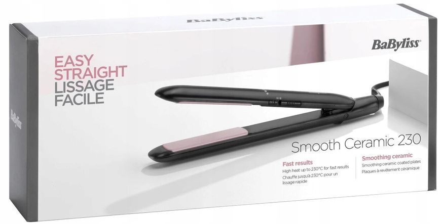 Випрямляч Babyliss, 41Вт, темп.режимів-2, 200 - 230С, кераміка, чорний (ST241E) 369878 фото