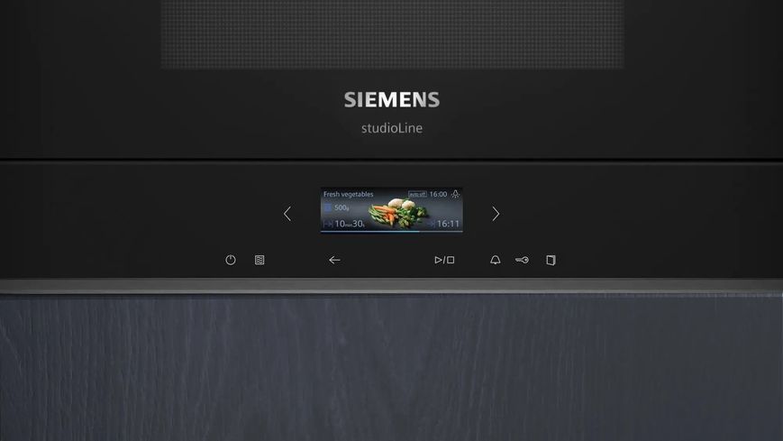 Мікрохвильова піч Siemens вбудована, 21л, електр. керув., 900Вт, гриль, дисплей, чорний (BE732R1B1) 373630 фото
