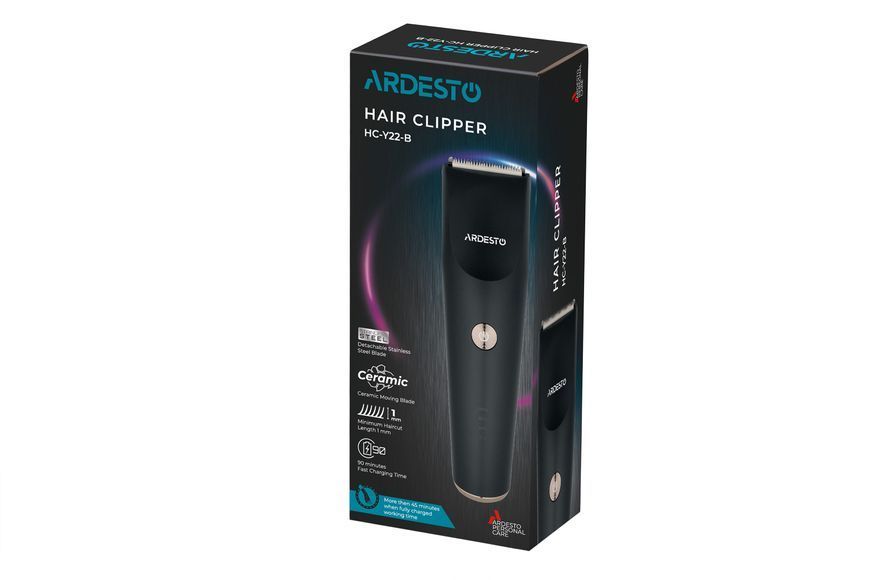 Машинка для стрижки Ardesto HC-Y22-B, мережа+акум., насадок-1, сталь+кераміка, чорний 369203 фото