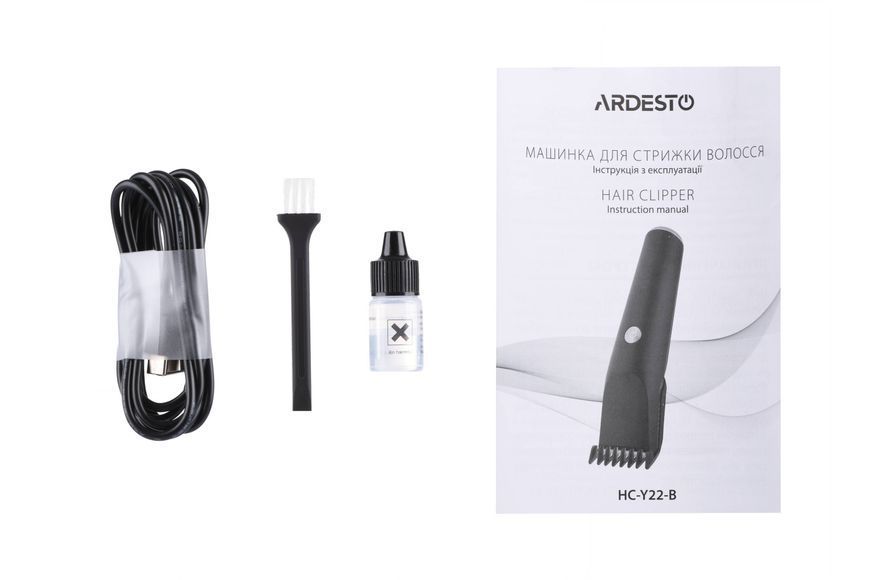 Машинка для стрижки Ardesto HC-Y22-B, мережа+акум., насадок-1, сталь+кераміка, чорний 369203 фото