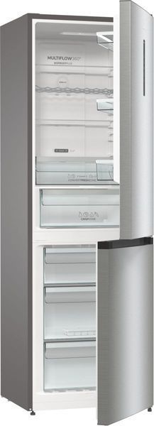 Холодильник з нижн. мороз. камерою Gorenje, 185х60х60см, 2 двері,203(99)л, А++, Total NF, Зона св-ті, Зовн. Диспл, нерж (NRK6192AXL4) 375754 фото