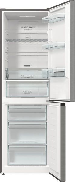 Холодильник з нижн. мороз. камерою Gorenje, 185х60х60см, 2 двері,203(99)л, А++, Total NF, Зона св-ті, Зовн. Диспл, нерж (NRK6192AXL4) 375754 фото