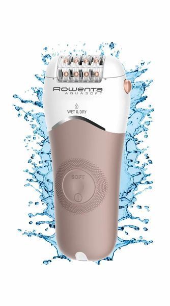 Епілятор Rowenta Aquasoft Wet&Dry пінцетний, акумуляторний , пінцет.-24, волог.+сух., насадок-4, пудровий (EP4930F0) 371886 фото