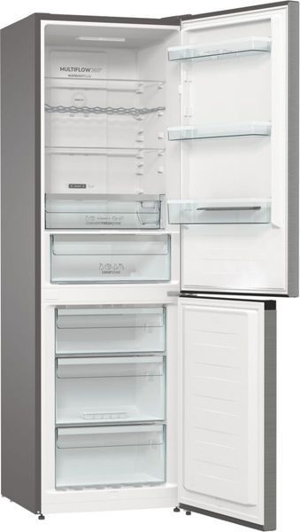 Холодильник з нижн. мороз. камерою Gorenje, 185х60х60см, 2 двері,203(99)л, А++, Total NF, Зона св-ті, Зовн. Диспл, нерж (NRK6192AXL4) 375754 фото