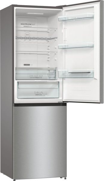 Холодильник з нижн. мороз. камерою Gorenje, 185х60х60см, 2 двері,203(99)л, А++, Total NF, Зона св-ті, Зовн. Диспл, нерж (NRK6192AXL4) 375754 фото