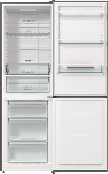 Холодильник з нижн. мороз. камерою Gorenje, 185х60х60см, 2 двері,203(99)л, А++, Total NF, Зона св-ті, Зовн. Диспл, нерж (NRK6192AXL4) 375754 фото