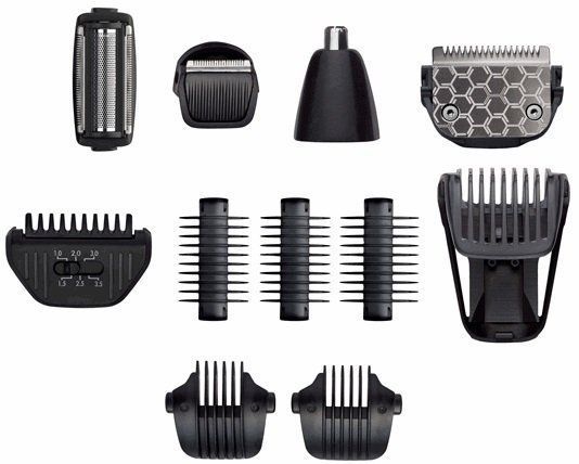 Набір для стрижки Babyliss, для бороди, вусів, голови, носа і тіла, акум., вібраційний мотор, насадок-10, сталь, чорний (MT860E) 373197 фото