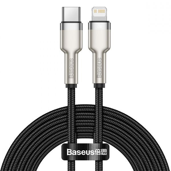 Кабель Baseus Cafule Metal Data USB кабель Type-C to iP PD 20W 2m (CATLJK-B01) Black 212256 фото