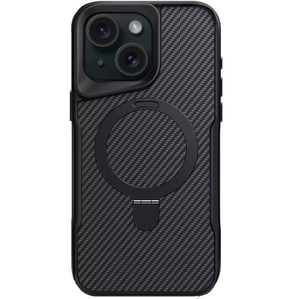 TPU+PC чохол Metal Buttons with MagSafe Carbon Ring для Apple iPhone 14 / 13 (6.1") Чорний 321365 фото