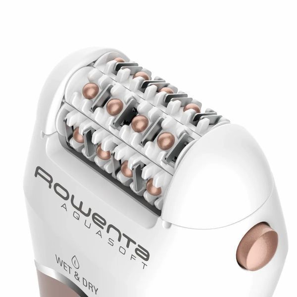 Епілятор Rowenta Aquasoft Wet&Dry пінцетний, акумуляторний , пінцет.-24, волог.+сух., насадок-4, пудровий (EP4930F0) 371886 фото