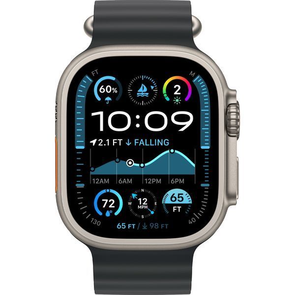Ремінець Apple Watch Ocean Band Black - Natural Titanium Finish 44/45/46/49mm (MXTL3) 326372 фото