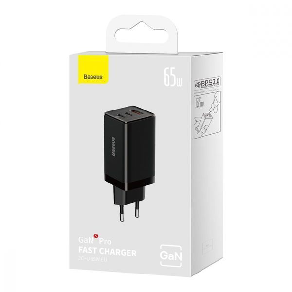 Зарядний Пристрій Baseus GaN5 Pro 65W 2C+U (CCGP120202&nbsp;) Бiлий 267046 фото