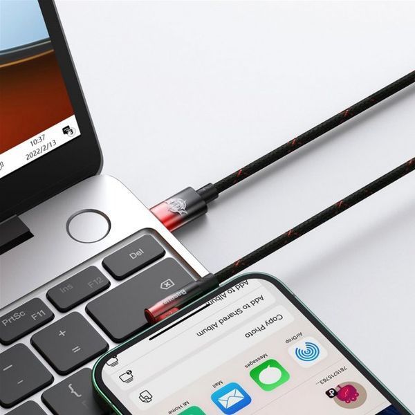 Кабель Baseus MVP 2 Elbow-shaped Fast Charging Data USB кабель Type-C To IP 20W 1m (CAVP000220) Black/Red 260584 фото