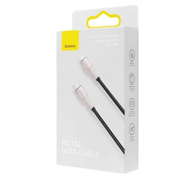 Кабель Baseus Cafule Metal Data USB кабель Type-C to iP PD 20W 2m (CATLJK-B01) Black 212256 фото