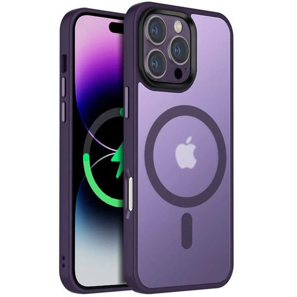 TPU+PC чохол Metal Buttons with MagSafe Colorful для Apple iPhone 16 Pro Max (6.9") Темно-фіолетовий 316997 фото