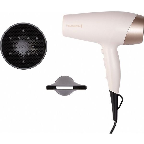 Фен Remington Shea Soft, 2200Вт, 3 режими, дифузор,турмалінова іоніз-я, хол. обдув, біло-золотий (D4740) 368214 фото
