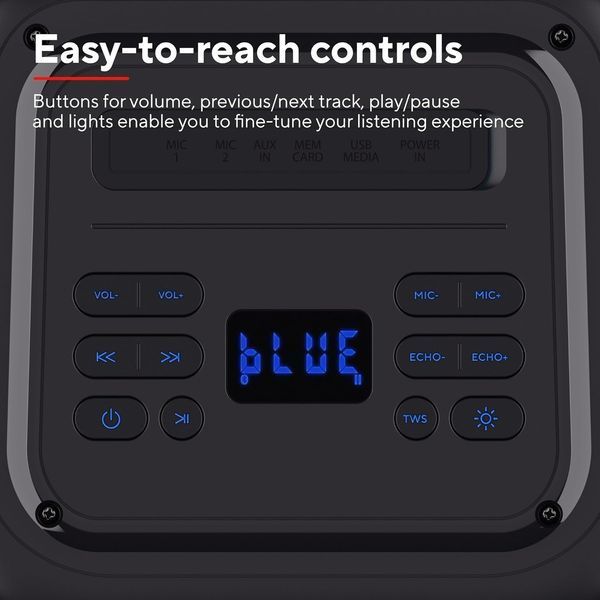 Портативна акустична система Trust Azura 50Вт, 1.0, ВТ 5.2, TWS, MP3, IPX4, RGB, Чорний 363350 фото