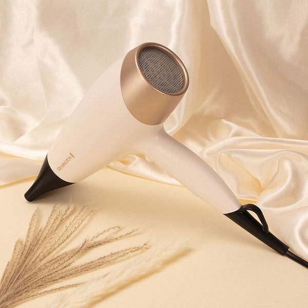 Фен Remington Shea Soft, 2200Вт, 3 режими, дифузор,турмалінова іоніз-я, хол. обдув, біло-золотий (D4740) 368214 фото