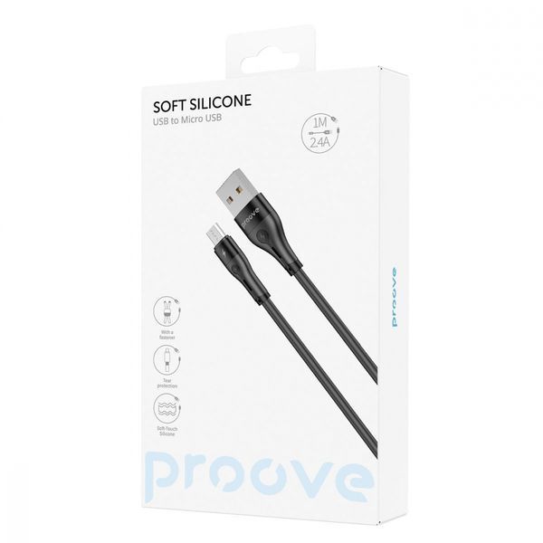 Кабель Proove Soft Silicone Micro USB 2.4A (1m) (CCSO20001301) Black 286719 фото