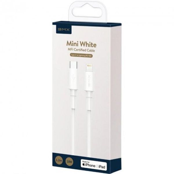 кабель BMX Mini MFI Type-C/Lightning 18W PD White 1.2m 213628 фото