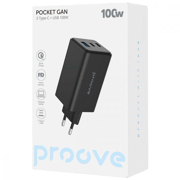 Зарядний Пристрій Proove Pocket GaN 100W (2Type-C + USB) (WCPG10012202) White 337003 фото