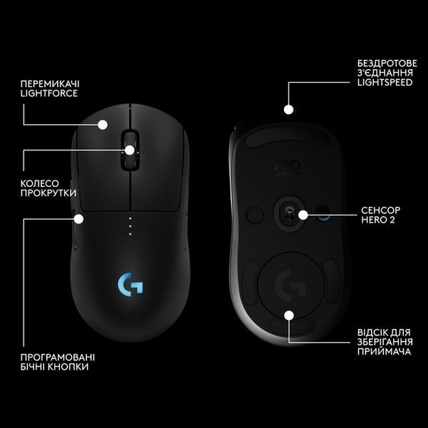Миша LOGITECH G PRO 2 Wireless LIGHTSPEED - BLACK (L910-007295) 354504 фото