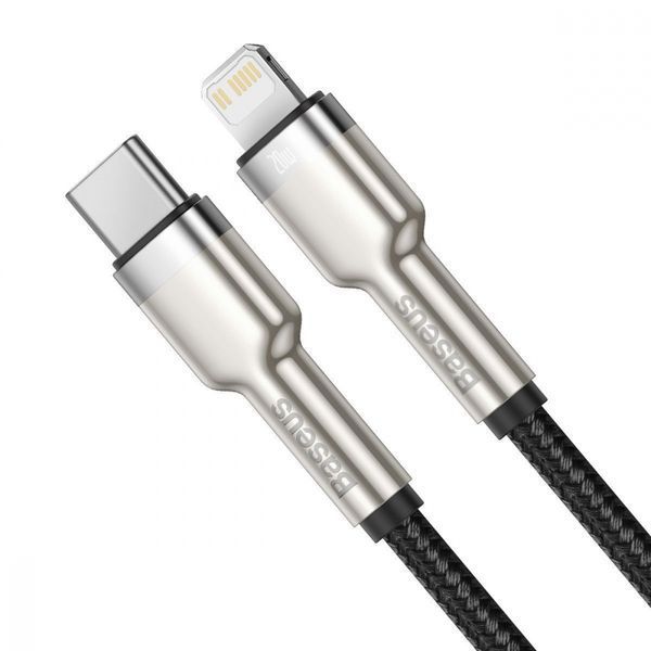 Кабель Baseus Cafule Metal Data USB кабель Type-C to iP PD 20W 2m (CATLJK-B01) Black 212256 фото