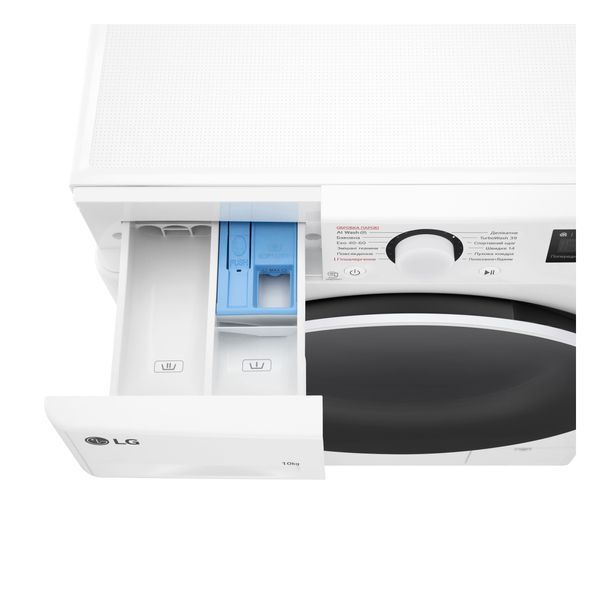 Пральна машина LG фронтальна, 10кг, 1400, A, 57см, дисплей, пара, інвертор, білий 399903 фото