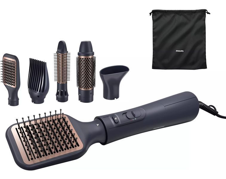Фен-щітка Philips 5000 Series 1000Вт, 3 режими, іонізація, 5 насадок, синій (BHA530/00) 371116 фото