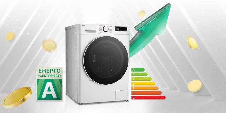 Пральна машина LG фронтальна, 10кг, 1400, A, 57см, дисплей, пара, інвертор, білий 399903 фото