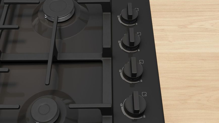 Варильна поверхня Bosch газова, 60см, чавун, WOK,чорний (PBH6C6K90R) 369759 фото