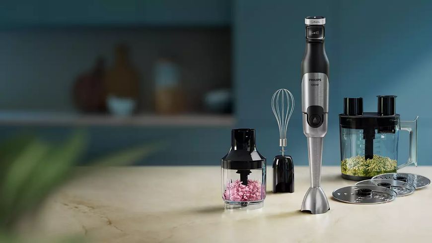 Блендер Philips заглибний Series 5000, 1200Вт, 5в1, чопер, терки, чорний (HR2685/00) 370422 фото