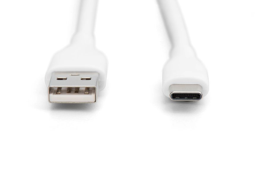 Кабель DIGITUS USB-A > USB-C заряджання/синхронізації, USB 2.0, 60W, силіконовий, 2м, білий (AK-300340-020-W) 367174 фото