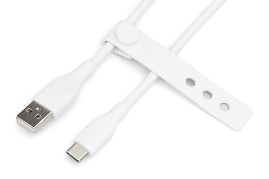 Кабель DIGITUS USB-A > USB-C заряджання/синхронізації, USB 2.0, 60W, силіконовий, 2м, білий (AK-300340-020-W) 367174 фото