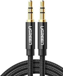 Кабель UGREEN AV112 3.5mm Male To 3.5mm Male Cable Gold Plated Metal Case With Braid 1m Black (50361) 278850 фото