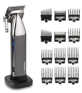Машинка для стриження Babyliss, мережа+акум., вібраційний мотор, насадок-10, кейс, чохол, гребінець у компл., сталь, сірий (E996E) 366418 фото