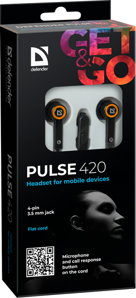 гарнітура DEFENDER Pulse 420 orange 306104 фото