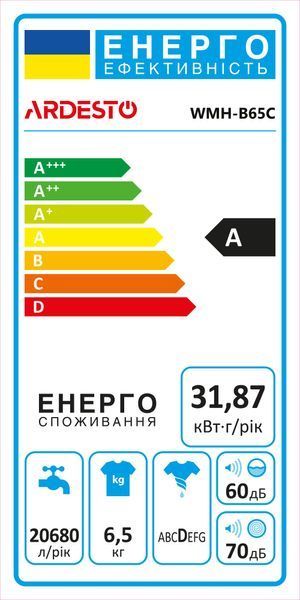 Пральна машина ARDESTO напівавтомат., 6.5кг, 1350, A, 41см, віджим, білий (WMH-B65C) 375094 фото