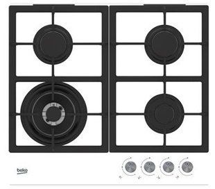 Варильна поверхня Beko газова, 60см, чавун, білий (HILW64225SW) 369211 фото