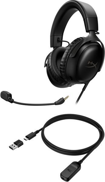 Гарнітура ігрова HyperX Cloud III, mini-jack/USB-A/USB-C, 1.2м/1.3м, чорний (727A8AA) 367198 фото