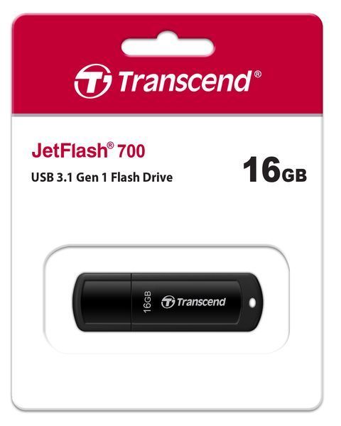 Накопичувач Transcend 16GB USB 3.1 Type-A JetFlash 700 Чорний (TS16GJF700) 375537 фото